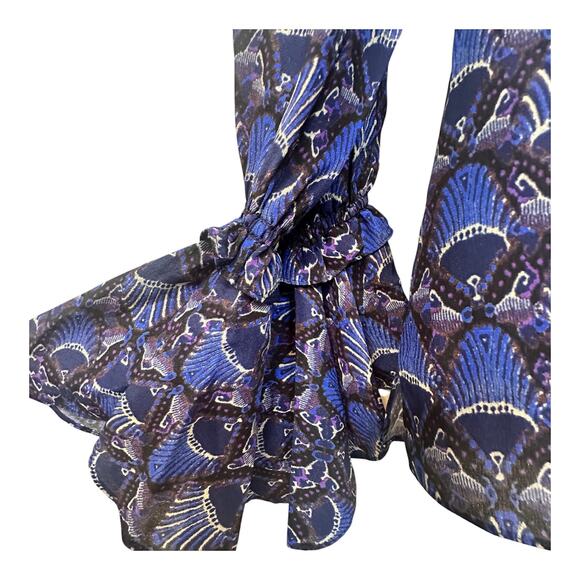 NWOT Kobi Halperin Blue Peacock Blouse size XS - Picture 2 of 5